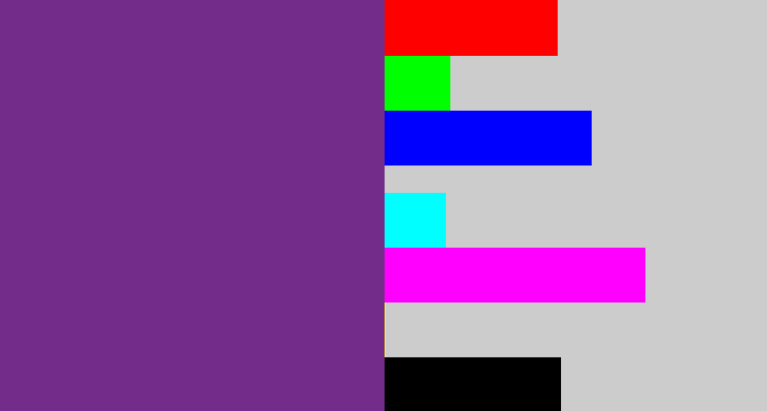 Hex color #742c8a - purple