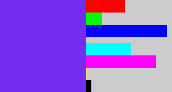 Hex color #742df0 - bluish purple