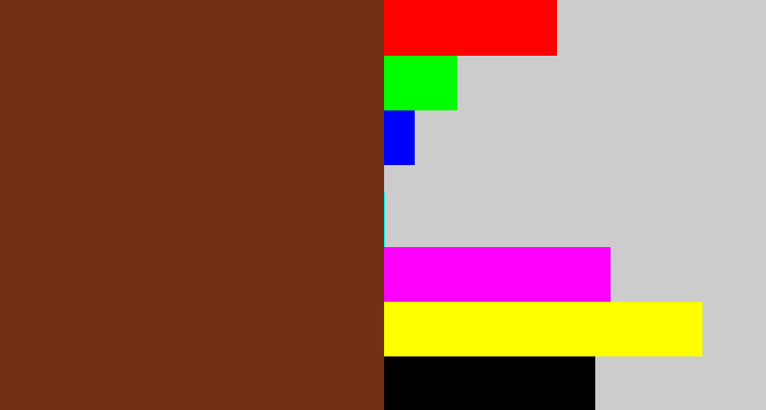Hex color #743014 - reddish brown