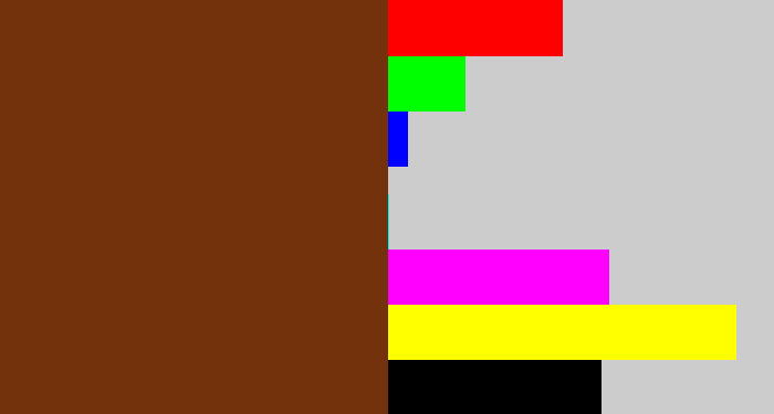 Hex color #74320c - reddish brown