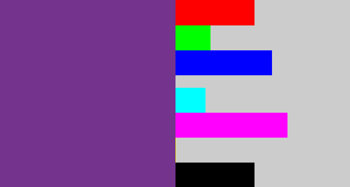 Hex color #74338c - purple