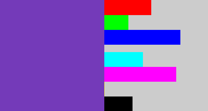 Hex color #743ab9 - bluey purple