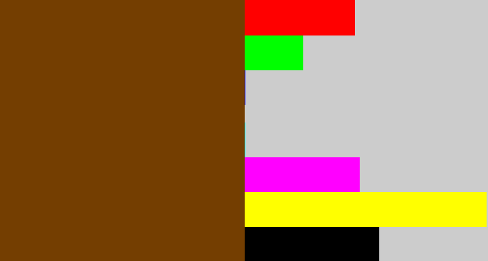 Hex color #743e01 - brown