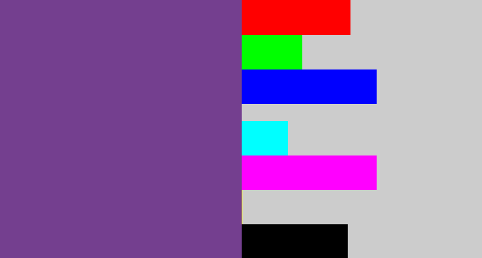 Hex color #743f8f - light eggplant