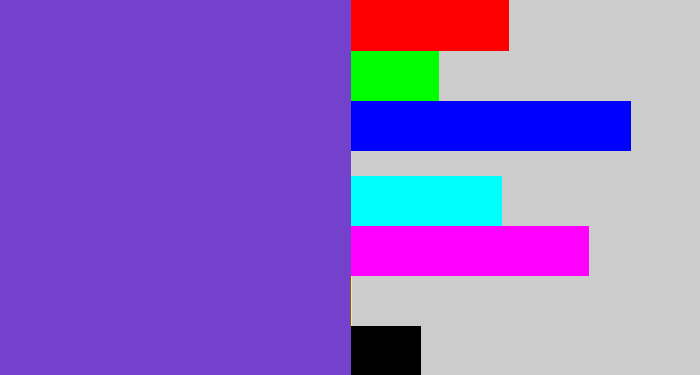Hex color #7441cd - bluey purple