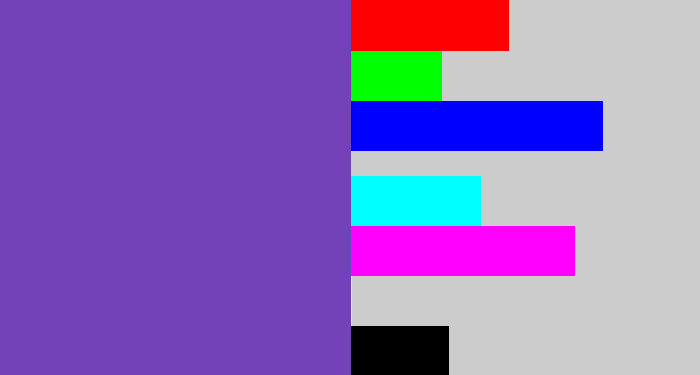 Hex color #7442b8 - bluey purple