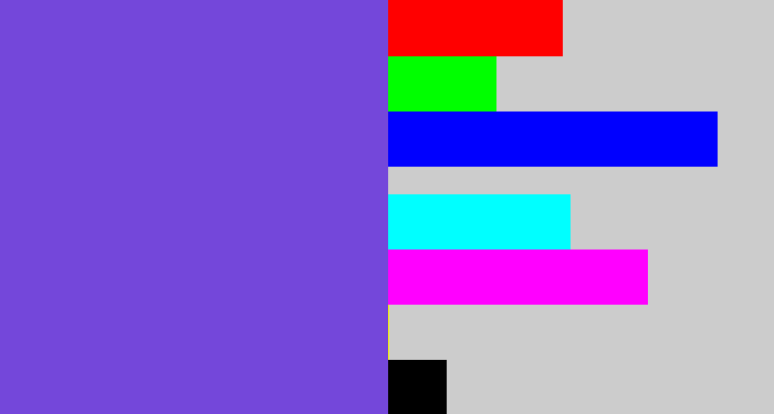 Hex color #7447da - bluish purple