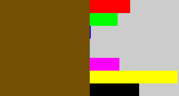Hex color #744e02 - shit brown
