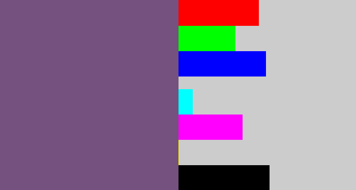 Hex color #74517e - dull purple