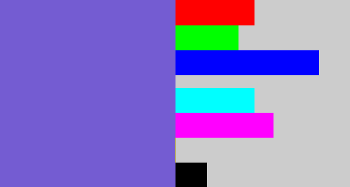 Hex color #745cd2 - light indigo