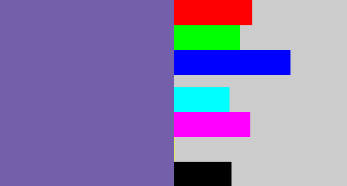 Hex color #7460aa - dark lavender