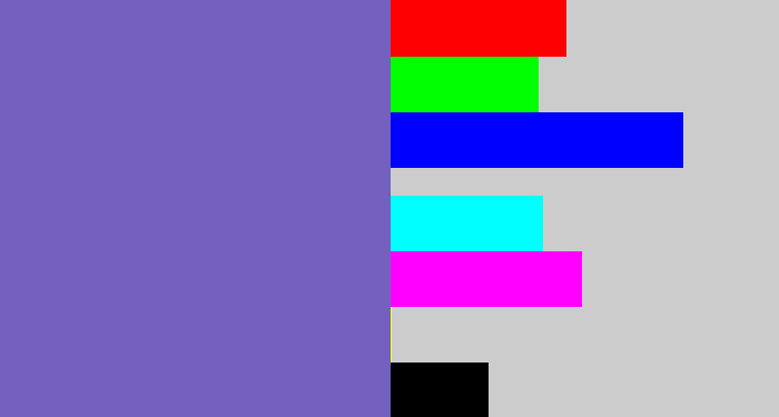 Hex color #7460be - light indigo