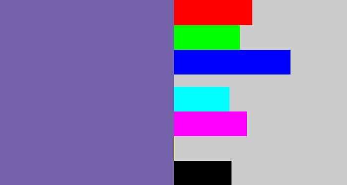 Hex color #7462aa - dark lavender