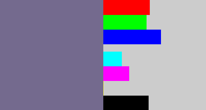 Hex color #746a8e - grey purple