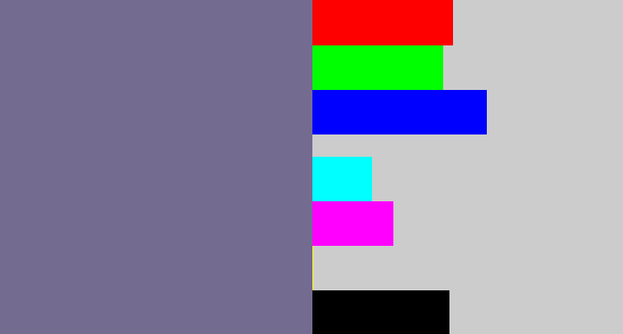Hex color #746b90 - grey purple