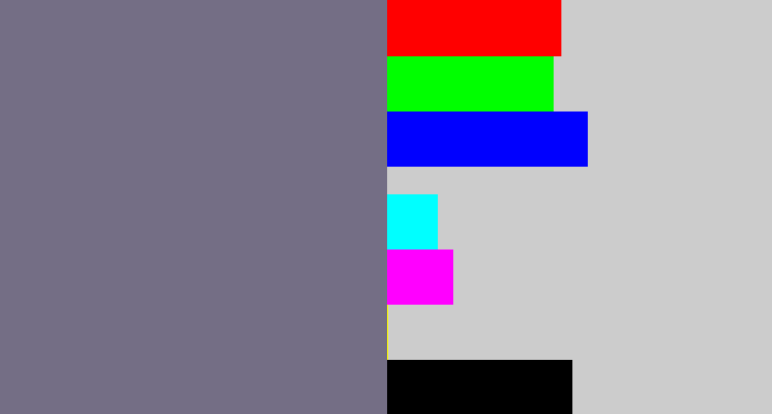 Hex color #746e85 - purplish grey