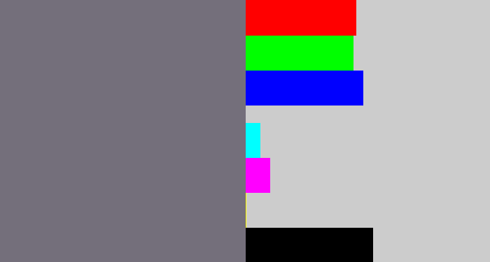 Hex color #746f7b - purplish grey