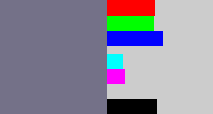 Hex color #747188 - purplish grey