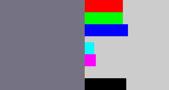 Hex color #747283 - purplish grey