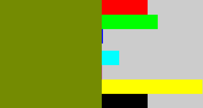 Hex color #748b02 - dark yellow green