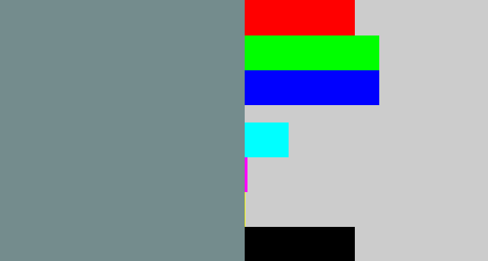 Hex color #748c8d - bluish grey