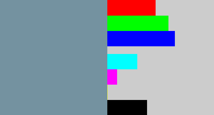 Hex color #7492a0 - blue/grey