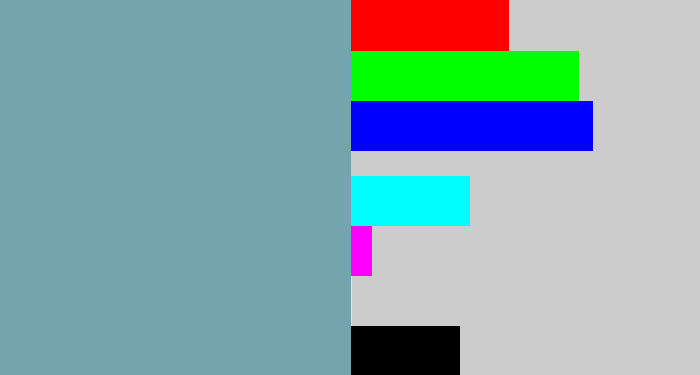 Hex color #74a5af - greyblue