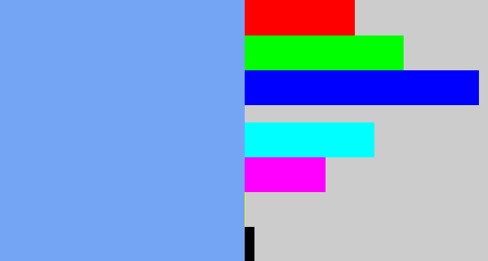 Hex color #74a5f5 - sky blue