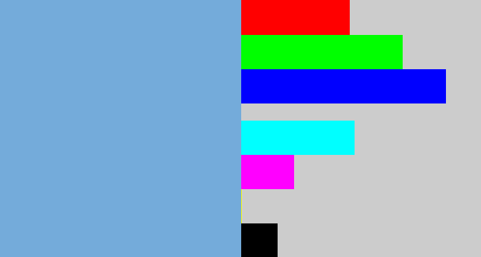 Hex color #74abda - greyblue