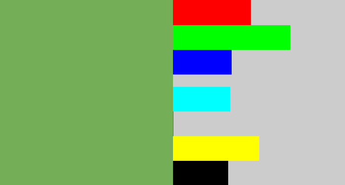 Hex color #74ae57 - asparagus
