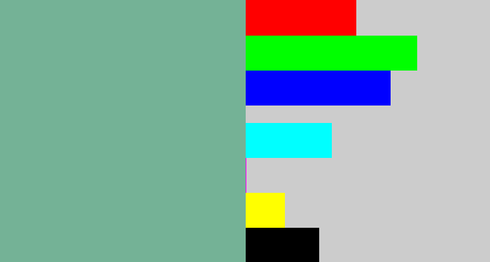 Hex color #74b296 - greyish teal