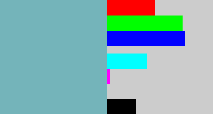 Hex color #74b4ba - greyblue