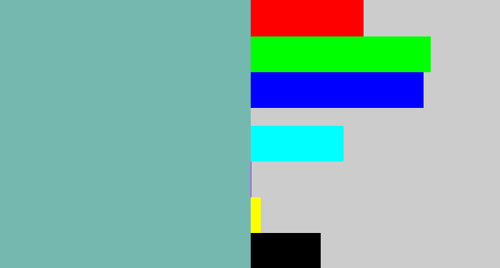 Hex color #74b8b0 - pale teal