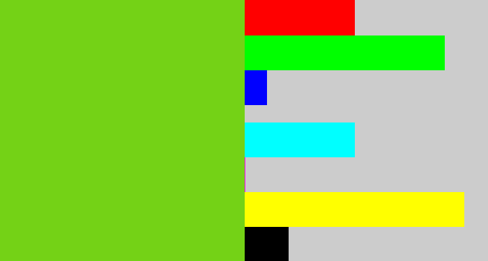 Hex color #74d216 - apple green