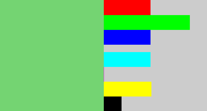 Hex color #74d472 - soft green