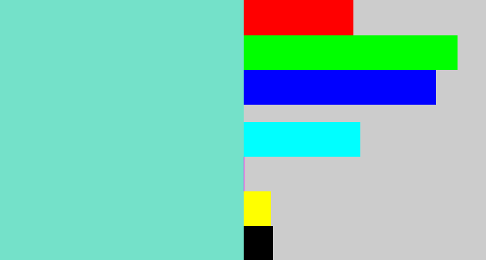 Hex color #74e1c9 - light turquoise