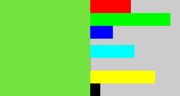 Hex color #74e23f - fresh green