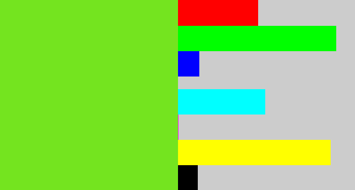 Hex color #74e41f - toxic green