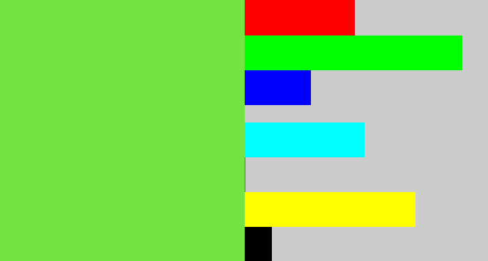 Hex color #74e445 - fresh green