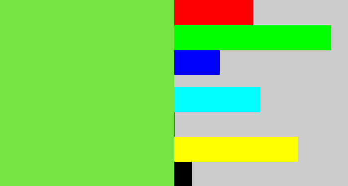 Hex color #74e543 - fresh green