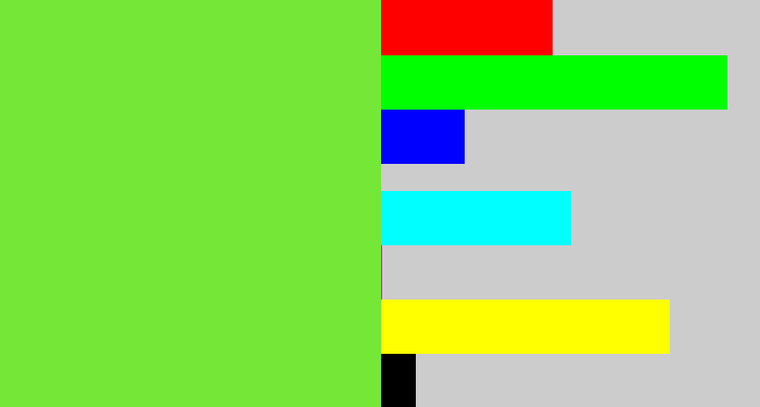 Hex color #74e737 - toxic green