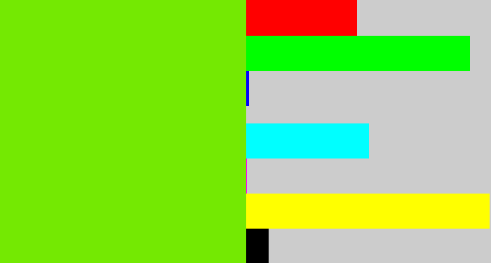 Hex color #74e902 - bright lime green