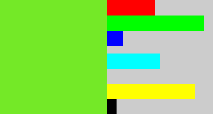 Hex color #74e927 - toxic green