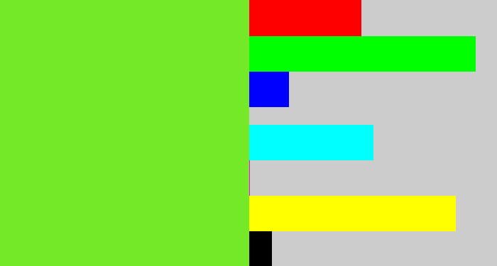 Hex color #74e928 - toxic green