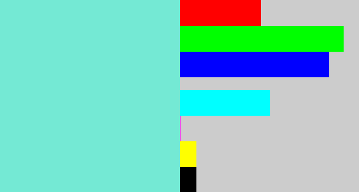 Hex color #74e9d4 - tiffany blue