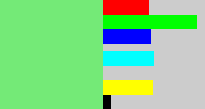 Hex color #74ea77 - lightgreen