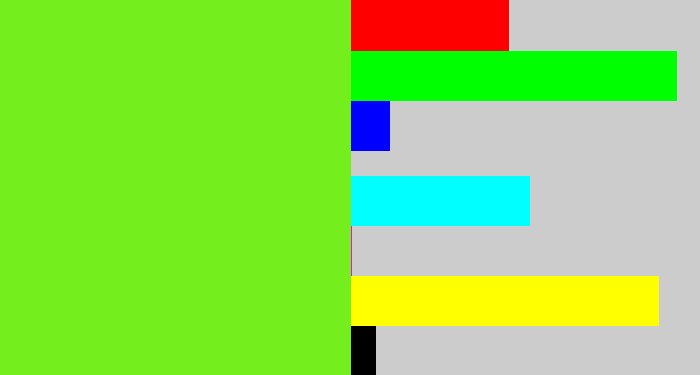 Hex color #74ee1c - toxic green