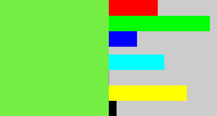 Hex color #74ee43 - fresh green