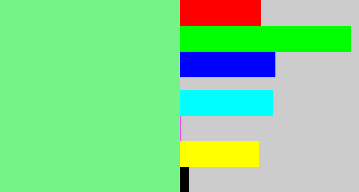 Hex color #74f387 - lightgreen