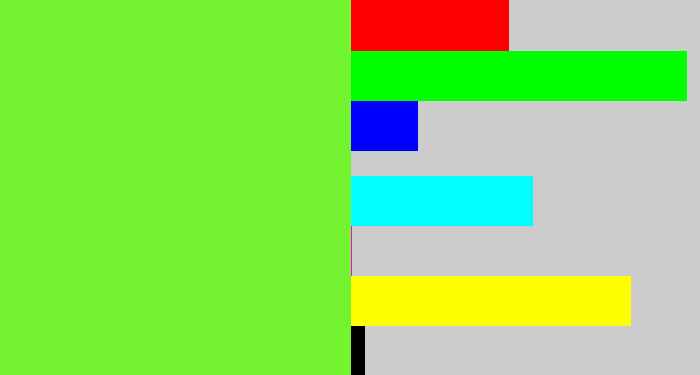 Hex color #74f430 - toxic green